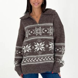 WARM ME UP SWEATER IN BROWN/IVORY - Grey Bandit